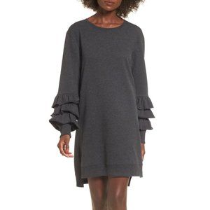 BP. Charcoal Tier Sleeve Sweatshirt Dress